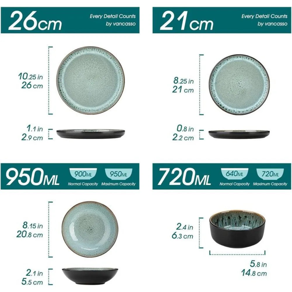 Reactive Glaze Dinnerware Sets for 4-6 People