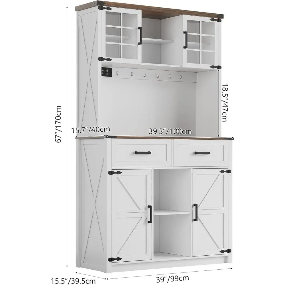 Bar Cabinet with LED Lights & Power Outlets