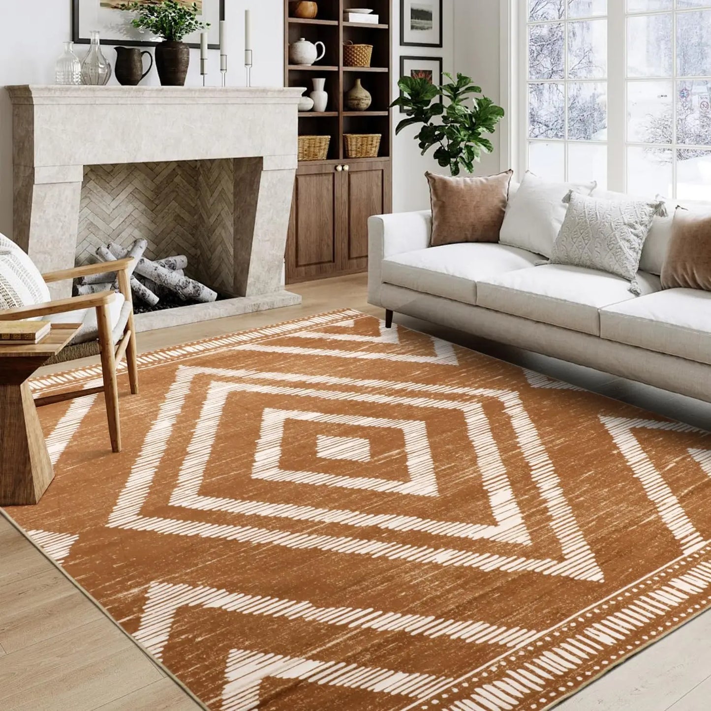 Boho Washable Rugs 5X7 Non Slip