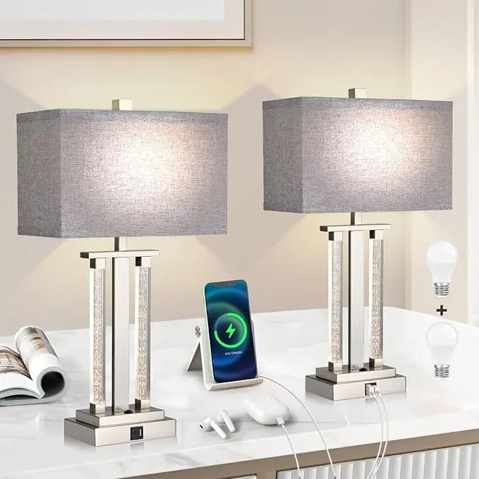 Modern Table Lamps Set of 2 With USB Charging Port