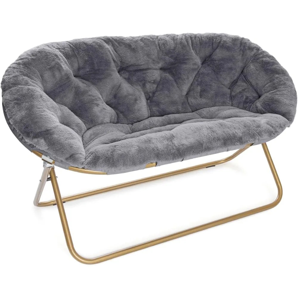 Cozy Fur Saucer Loveseat for Bedroom