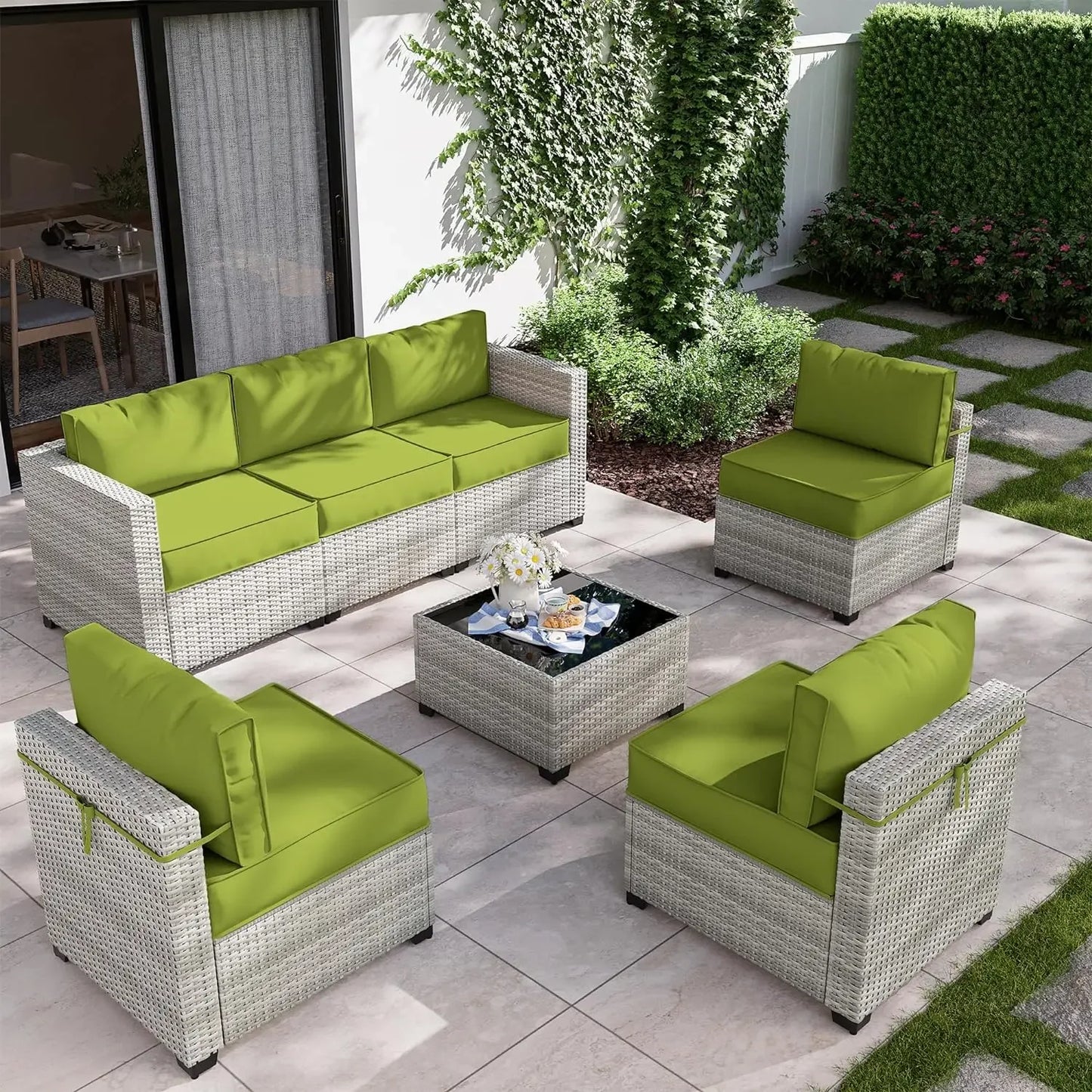 8-Piece Patio Set With Fire Pit Table