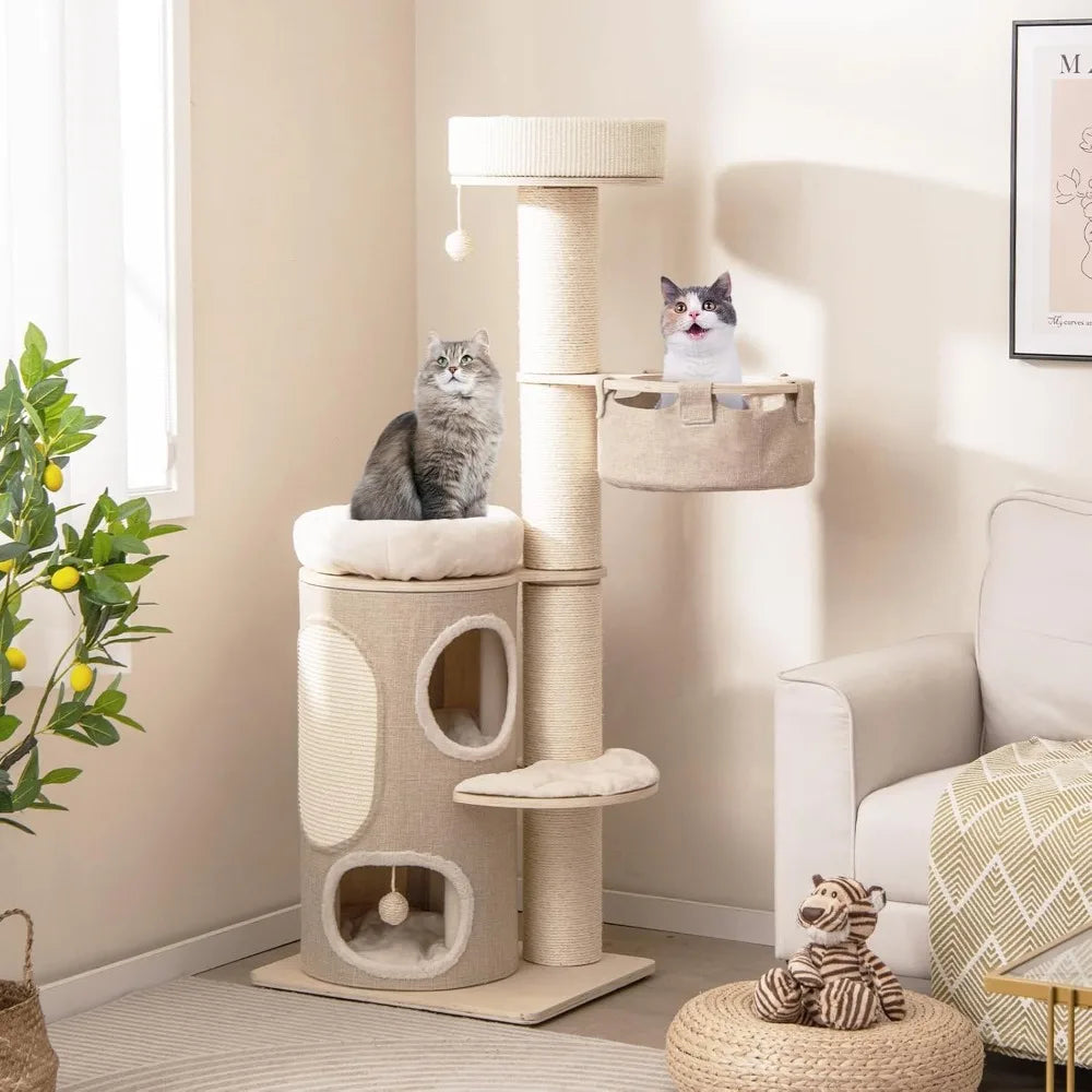 Multi-Level Tall Cat Tower with 2-Story Condo