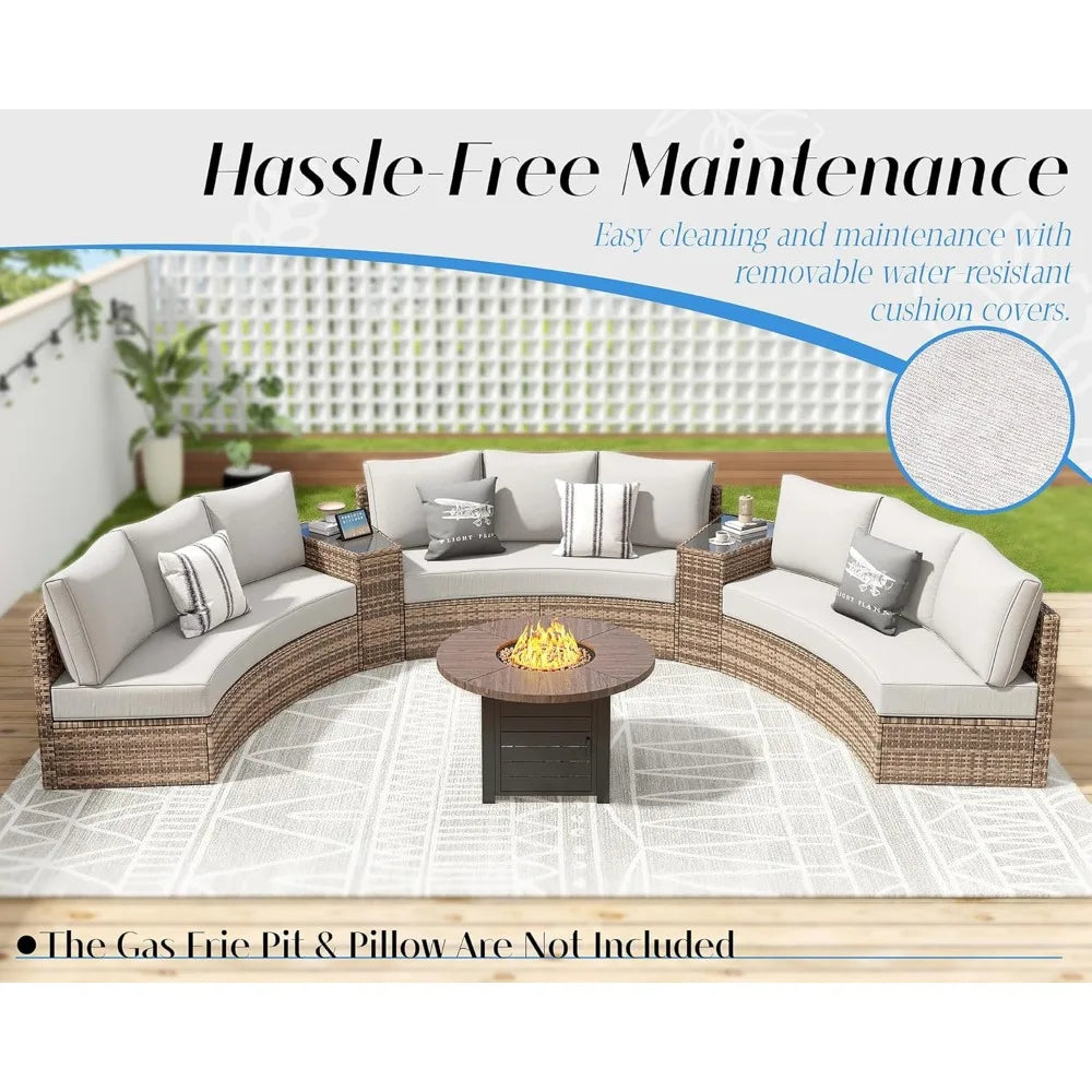11 Piece Half-Moon Sectional Round Sofa Set
