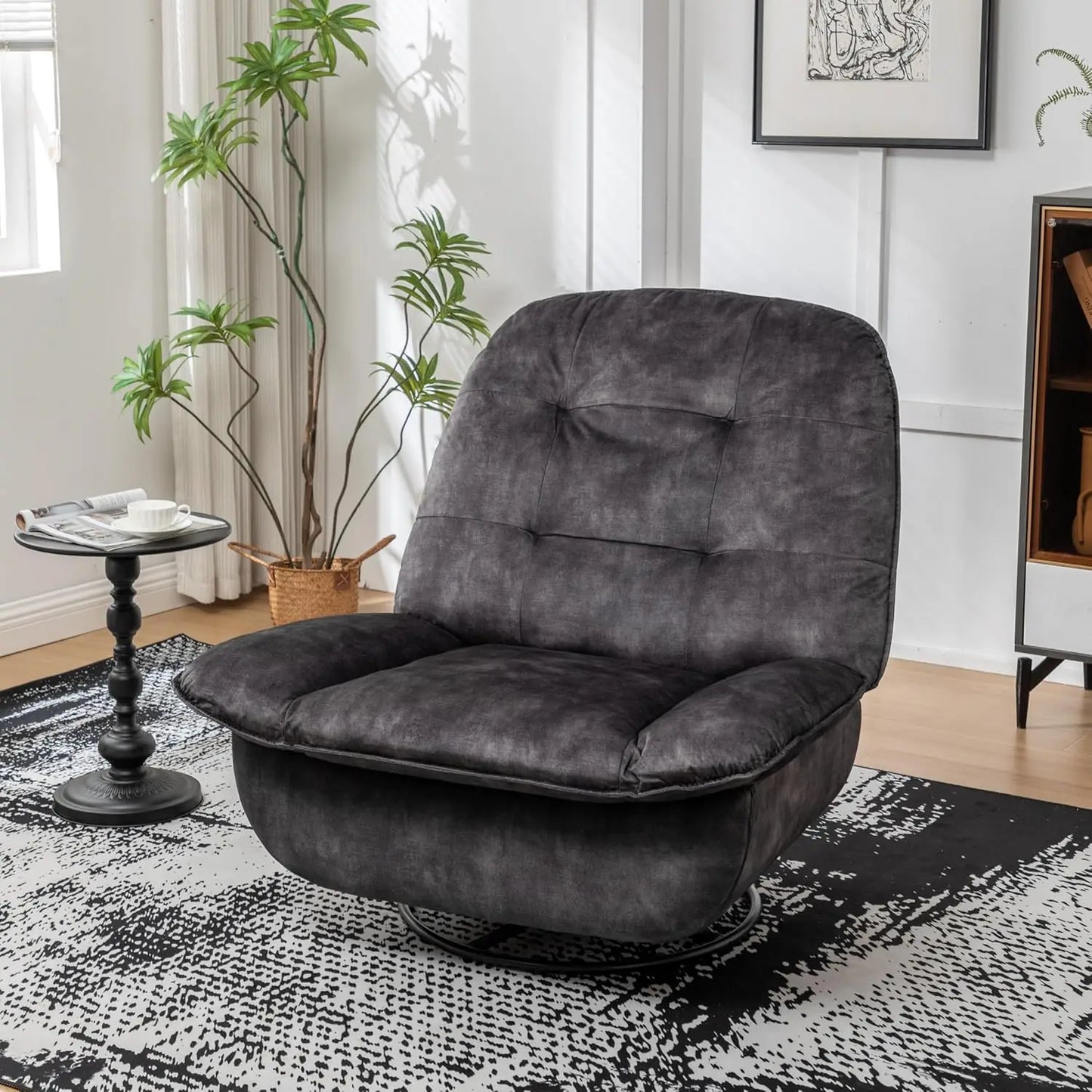 Modern Oversized Swivel Chair with Phone Stand