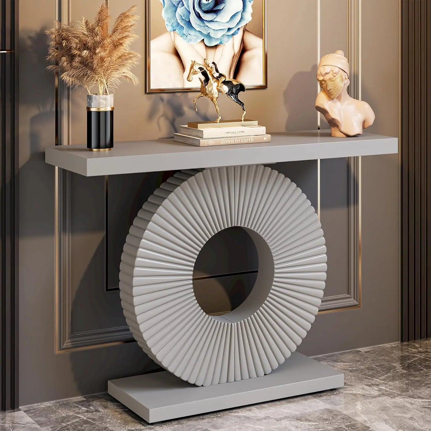 Modern Console Table with Geometric Base