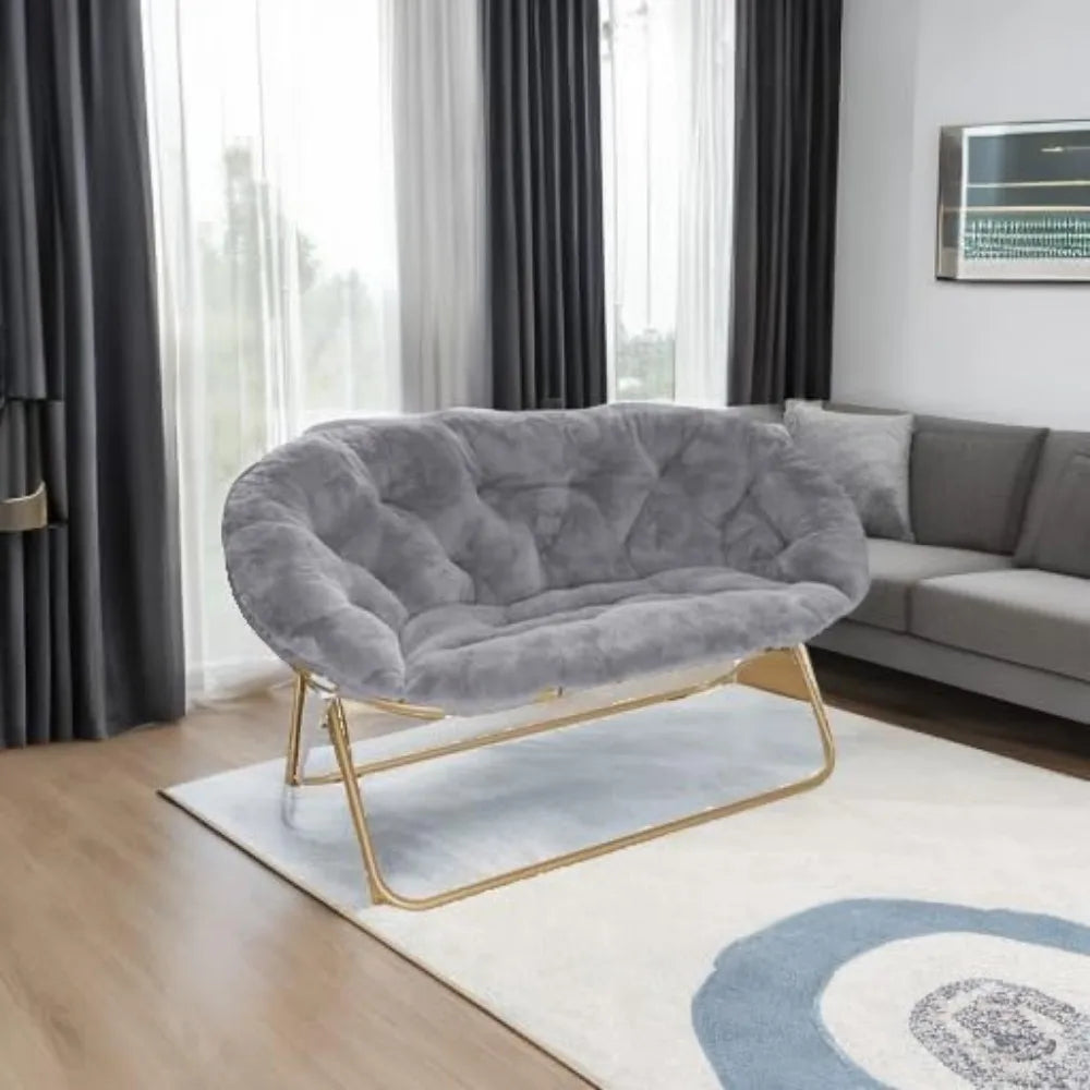 Cozy Fur Saucer Loveseat for Bedroom