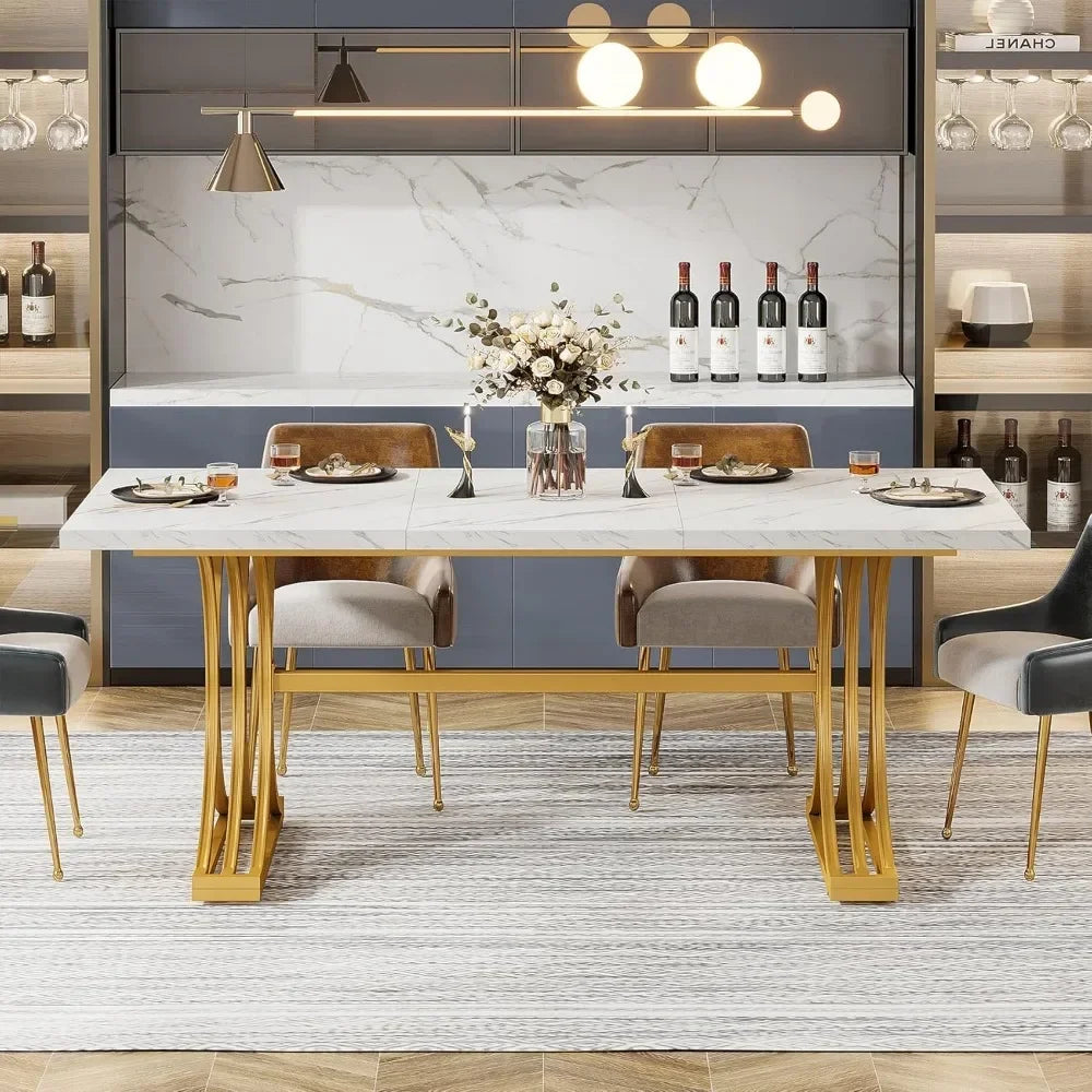 Dining Table with Stylish Metal Legs