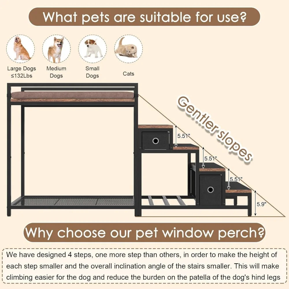 Pet Bunk Bed, Dogs/Cats Window Perch