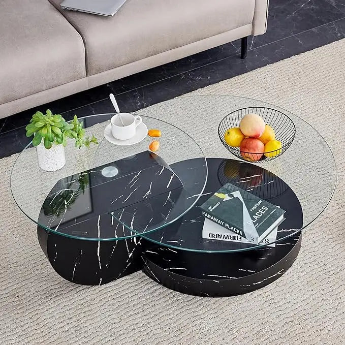 Modern Coffee Table with Wooden Base