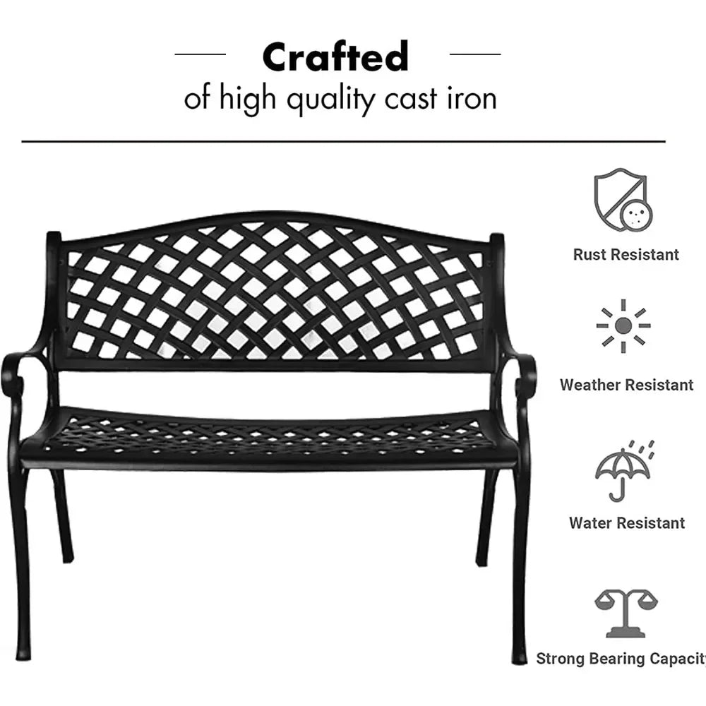 41” Outdoor Garden Bench with Armrests