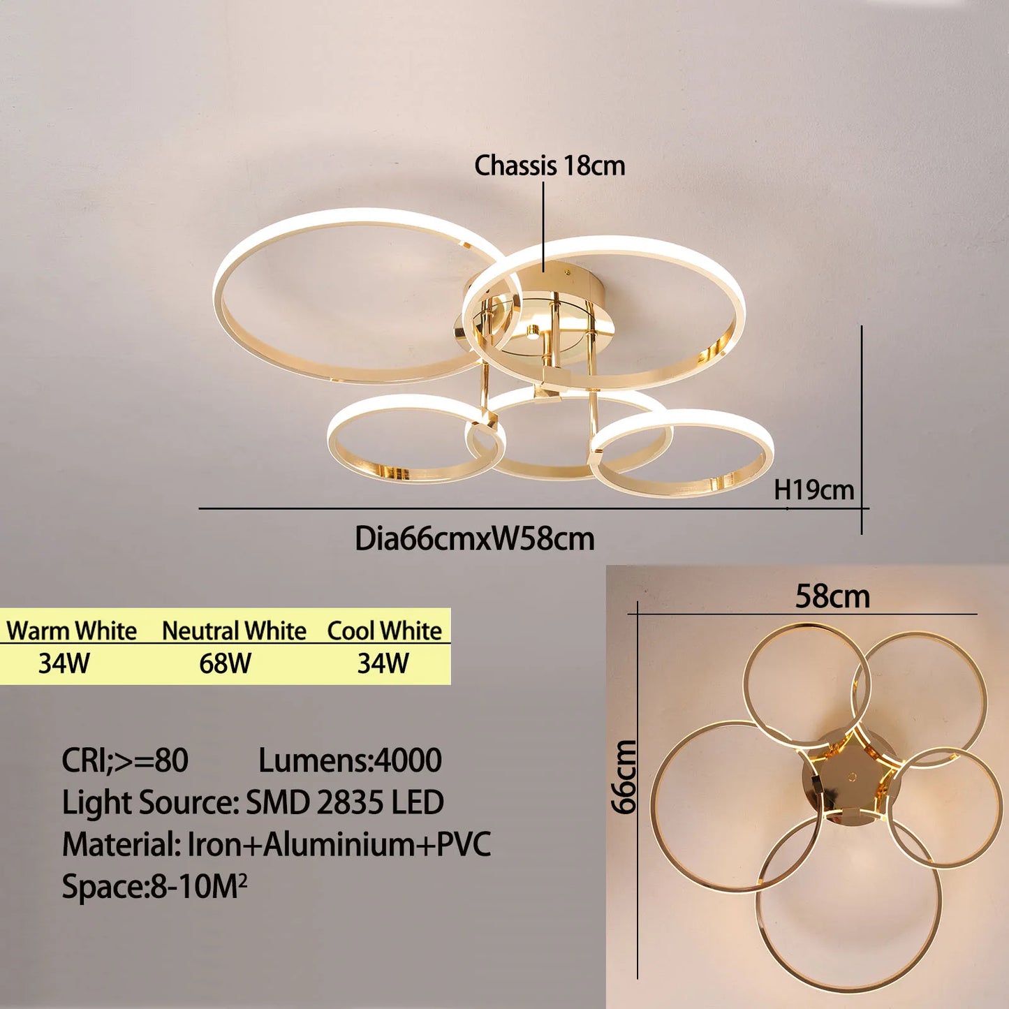 Modern Led Chandelier Gold/Chrome