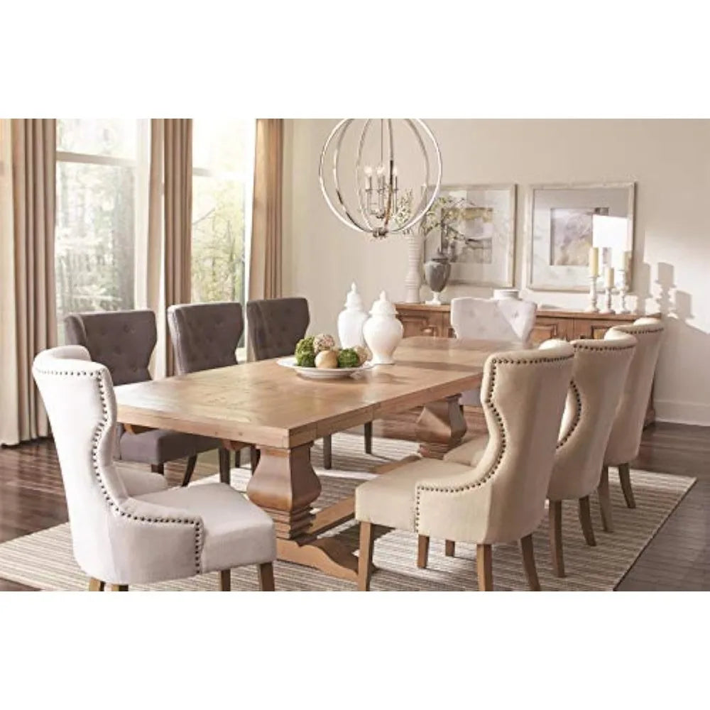 Farmhouse Rectangular Double Pedestal Wood Dining Table