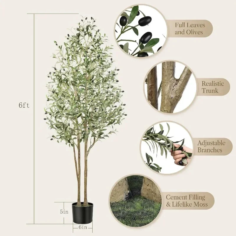 Artificial Olive Tree with Natural Wood Trunk