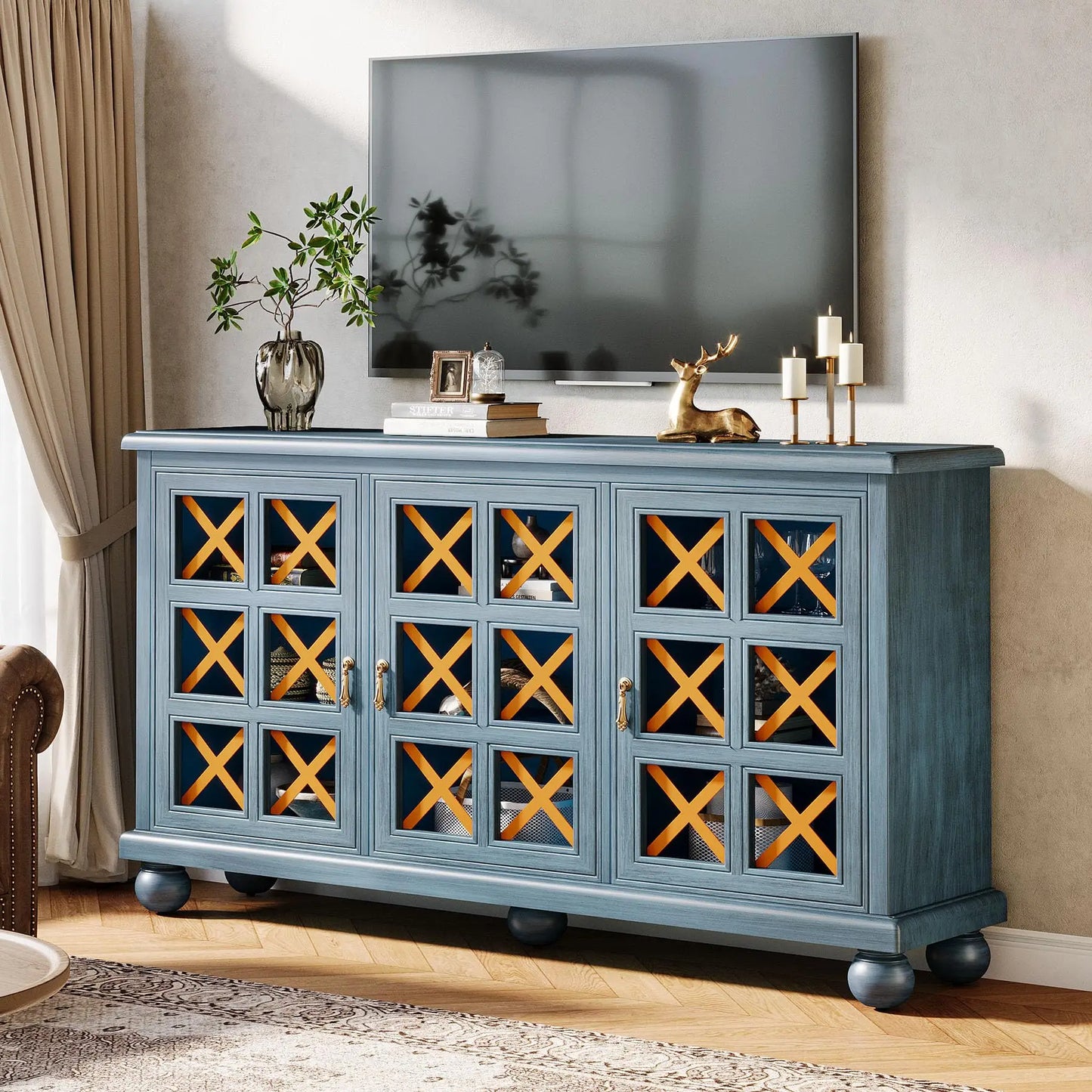 Blue Sideboard Cabinet with Storage