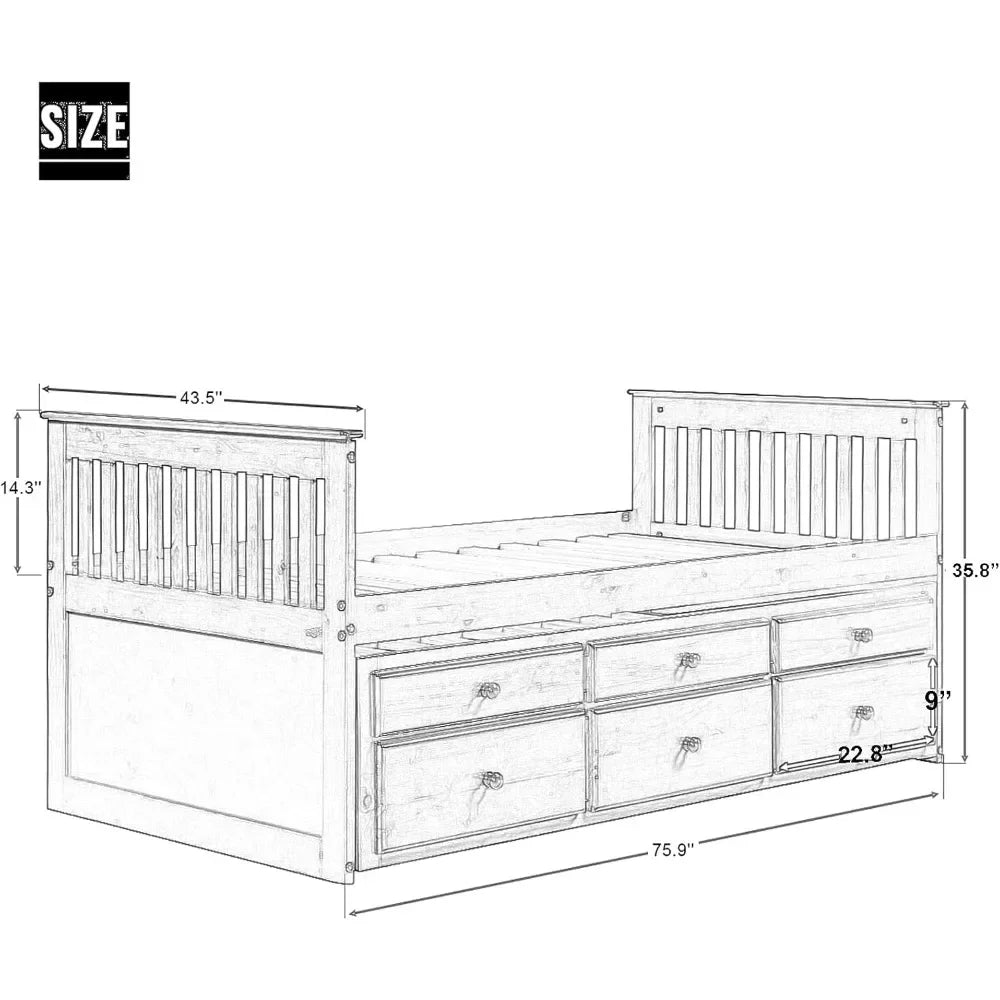 Children's storage double bed with stand