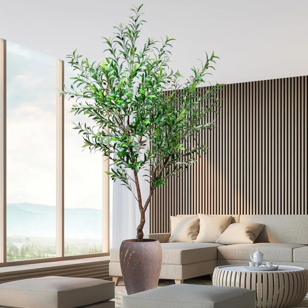 7Ft Faux Olive Tree and Lifelike Fruits