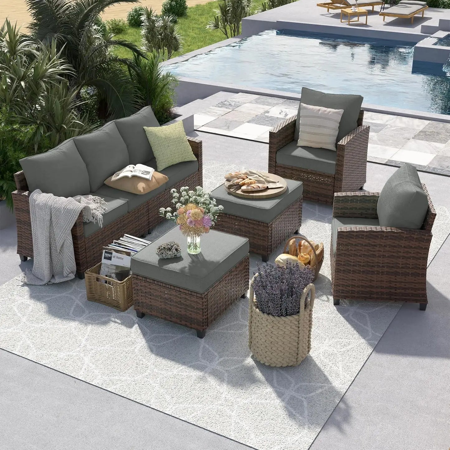 6 Pieces Sectional Conversation Sets