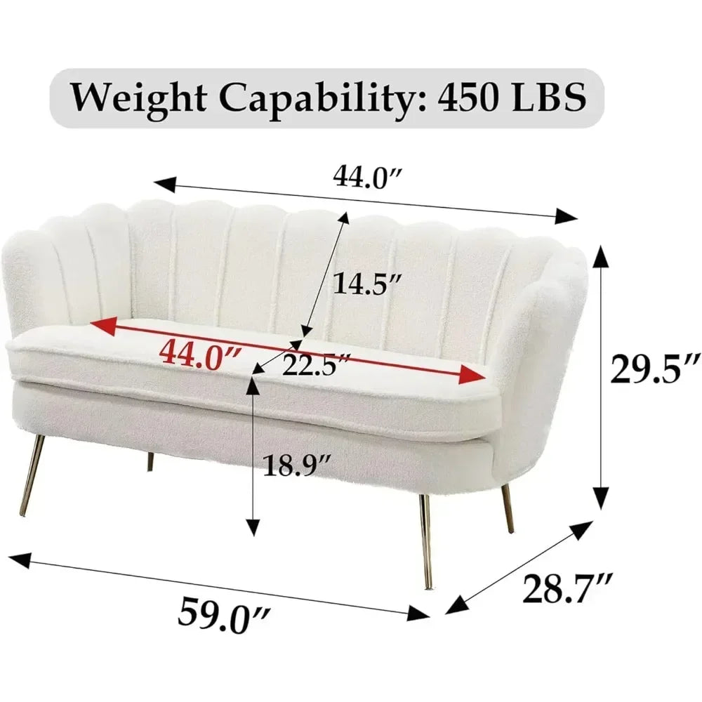 59” Modern 2 Seater Sofa with Flower Backrest