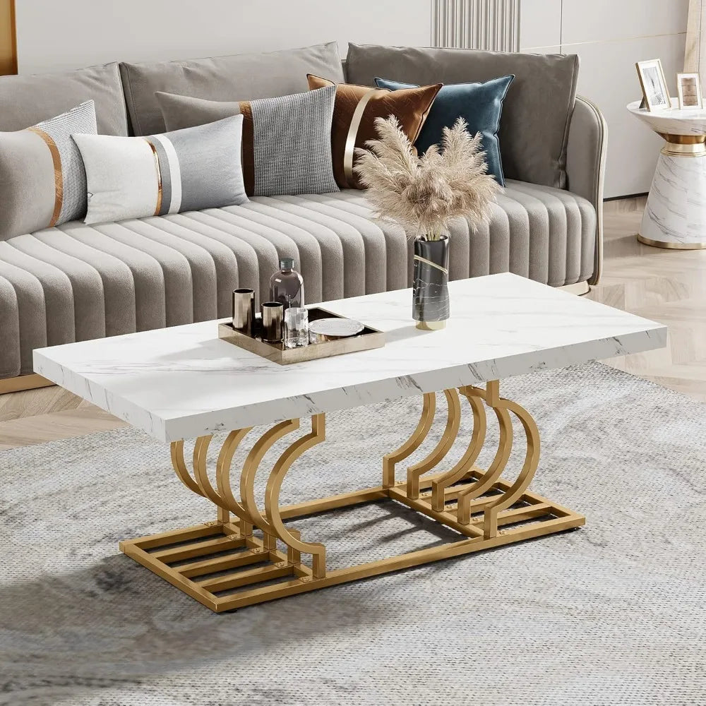Modern Coffee Table with Geometric Frame