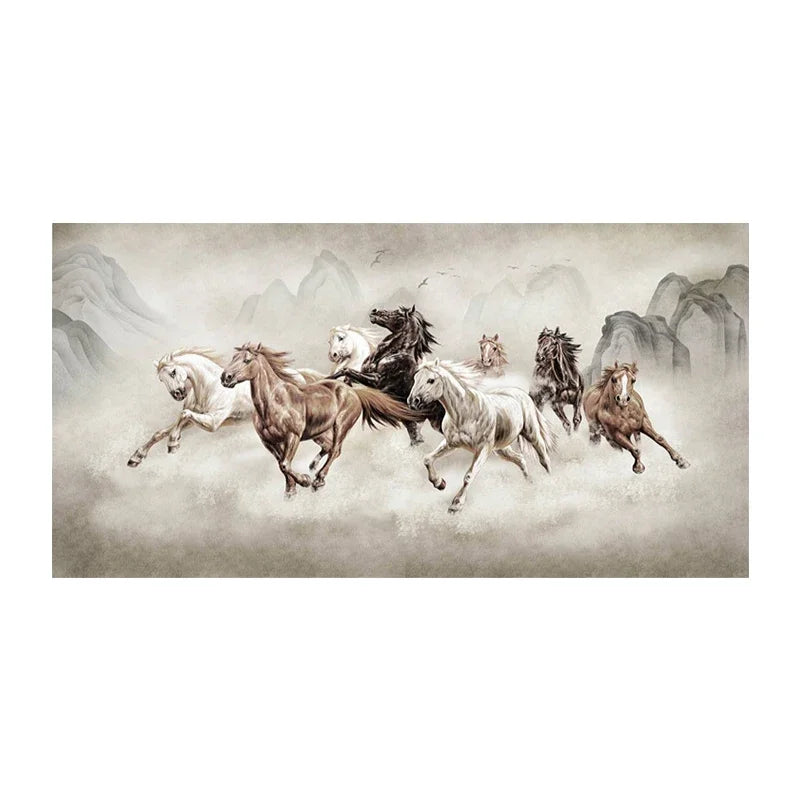 Framed Running Horse Painting