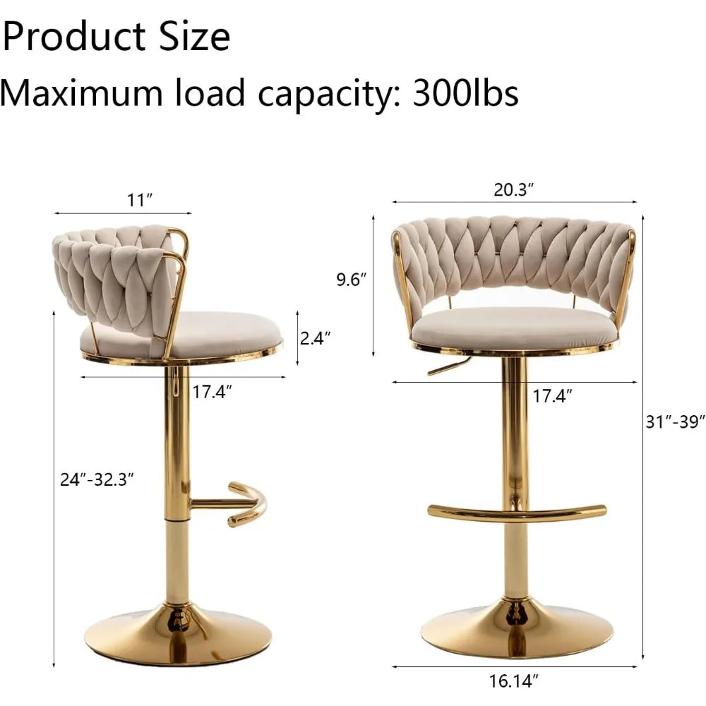 Gold Swivel Velvet Stools Set of 4