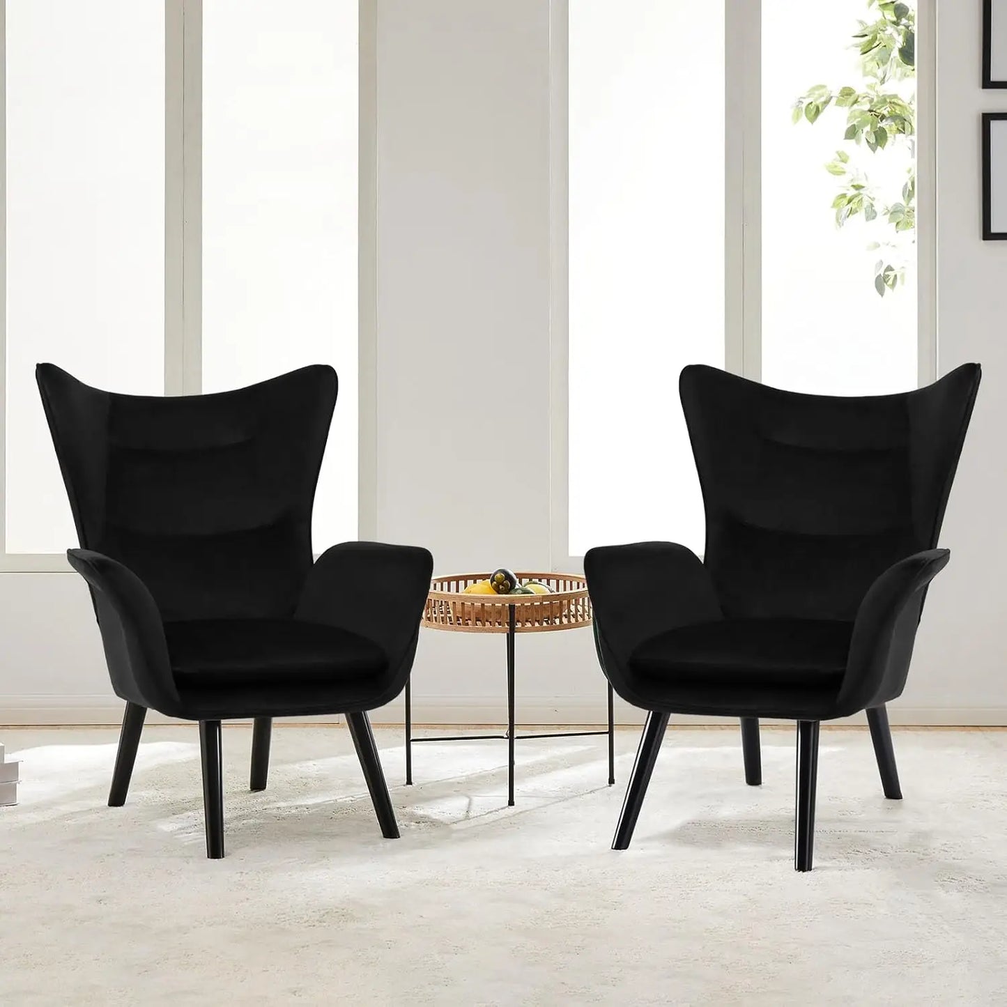 Velvet Wingback Accent Chairs