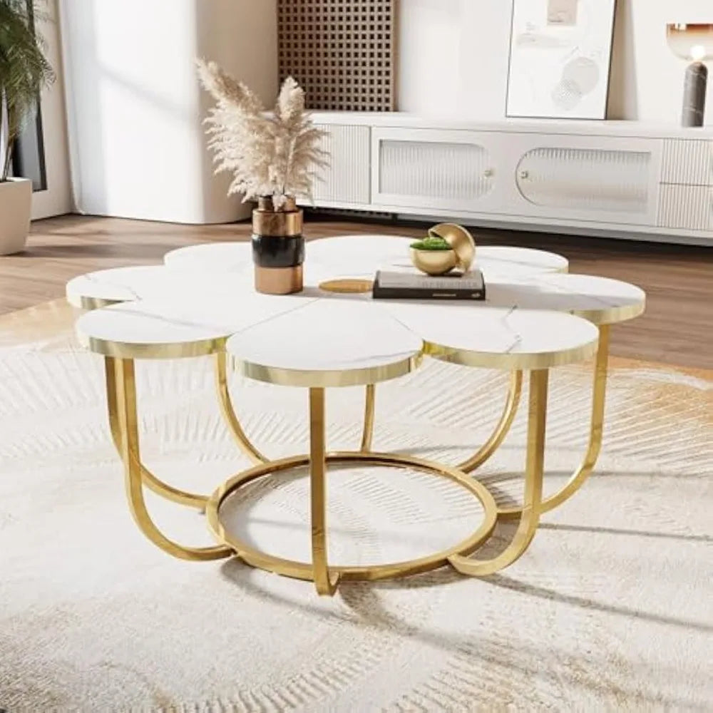 Modern White and Gold Coffee Table