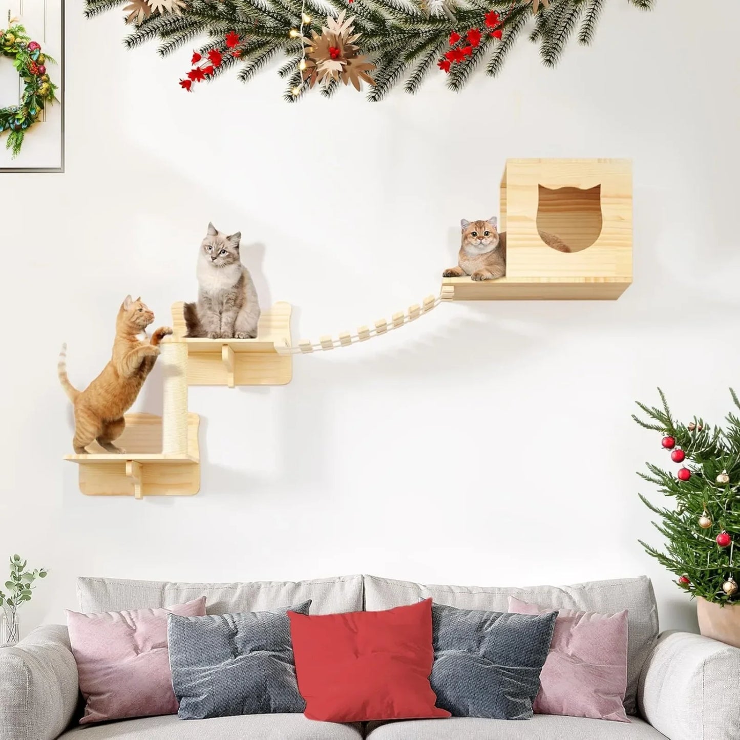 Wooden Wall Mounted Cat Furniture