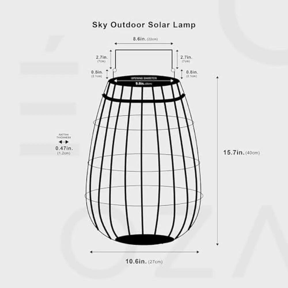 Solar Powered Stainless Steel Rattan Deck Floor Lamp