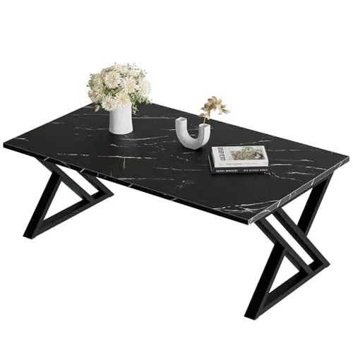 Simple Modern Coffee Table with Black Metal