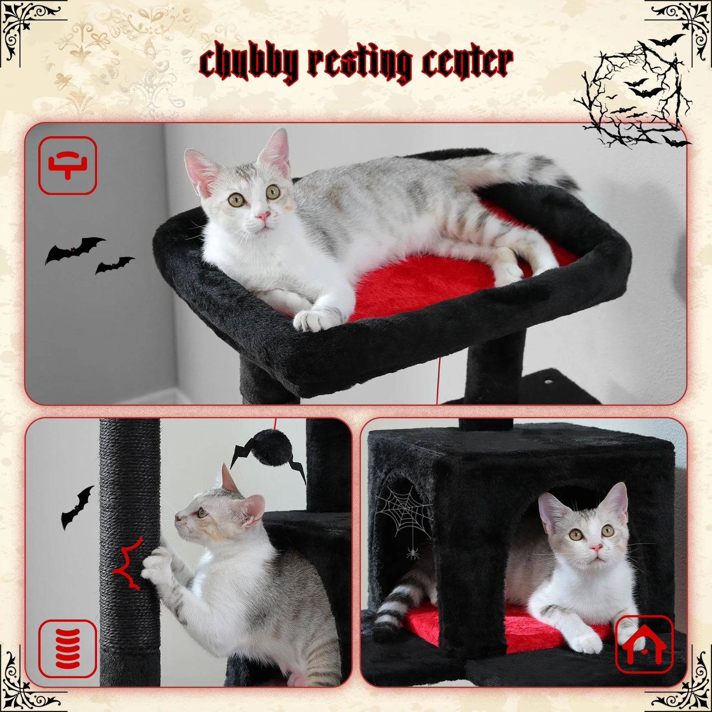 Gothic Cat Tree Suitable for 2-3Cats