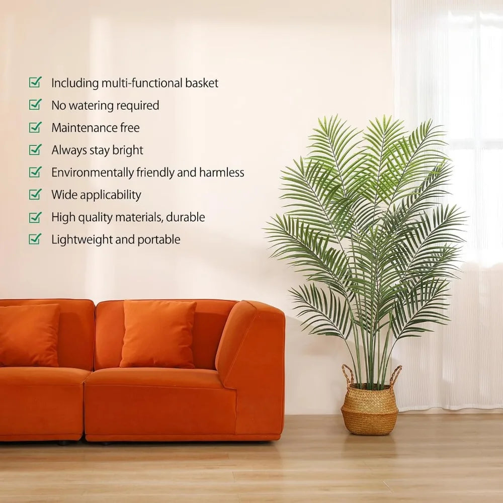 Tropical Palm Plant and Handmade Seagrass Basket