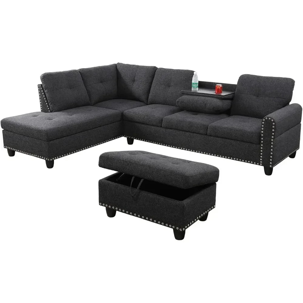 Modern L-Shaped Modular Upholstered Sectional Sofa