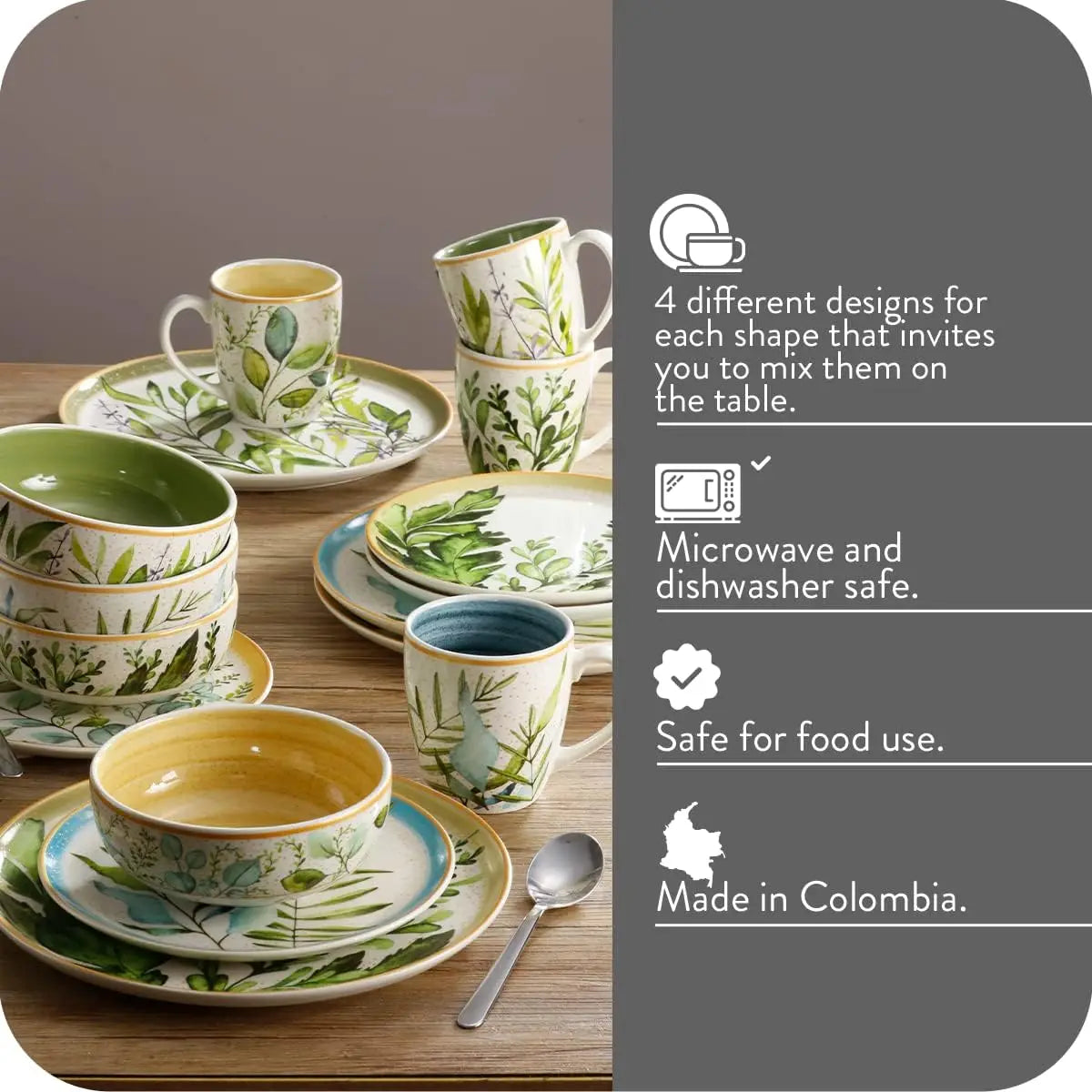Corona Dinnerware Set 16– piece Plates Bowls and Mugs