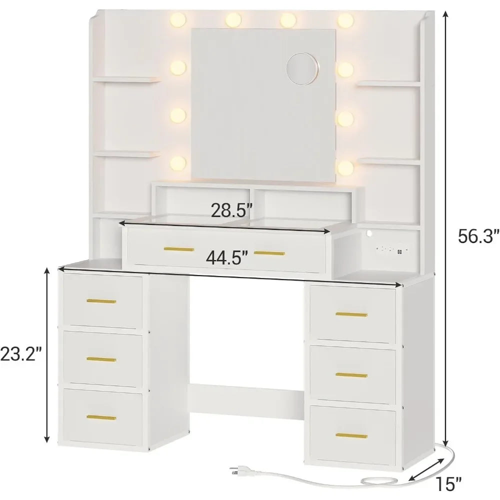 Glass Top Makeup Vanity Table Set