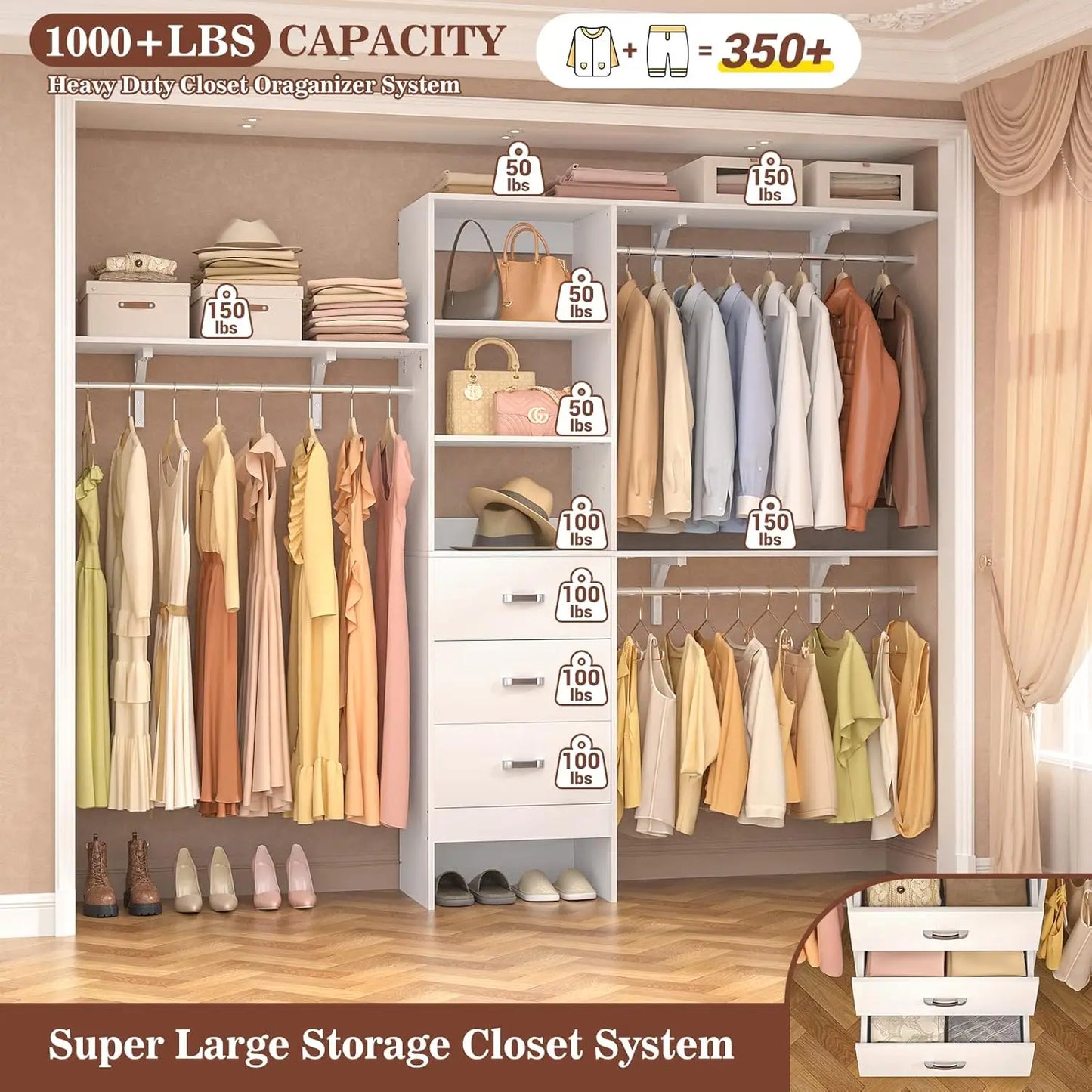 96'' Closet Organizer System