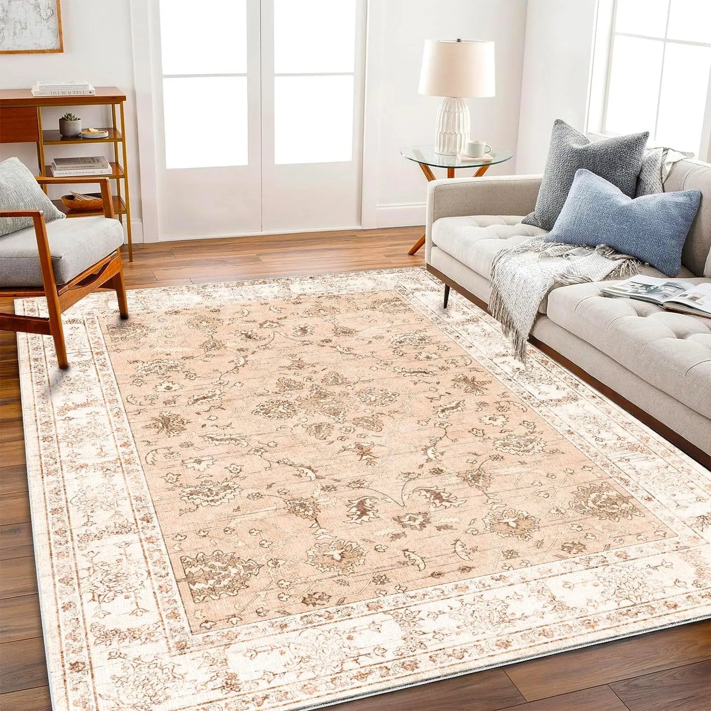 5x7 Washable Area Rug Vintage Brown Accent Rug