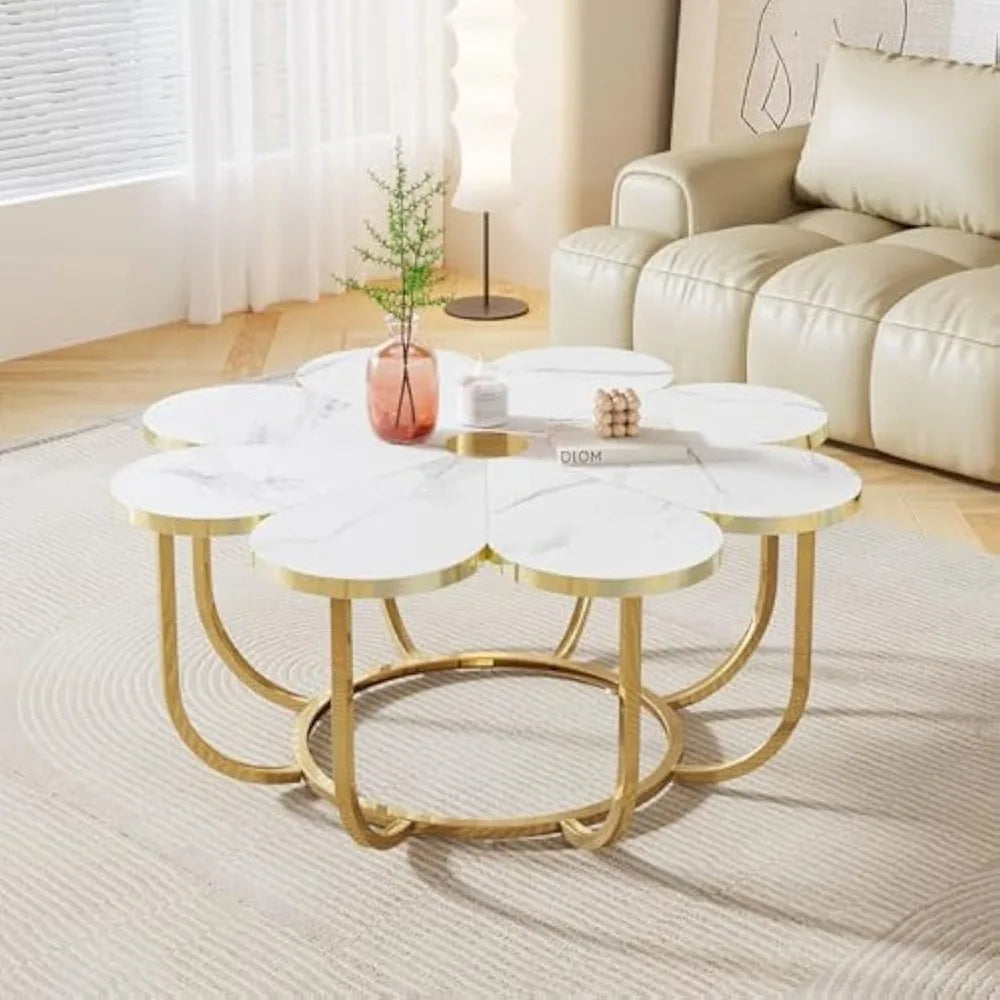 Modern White and Gold Coffee Table