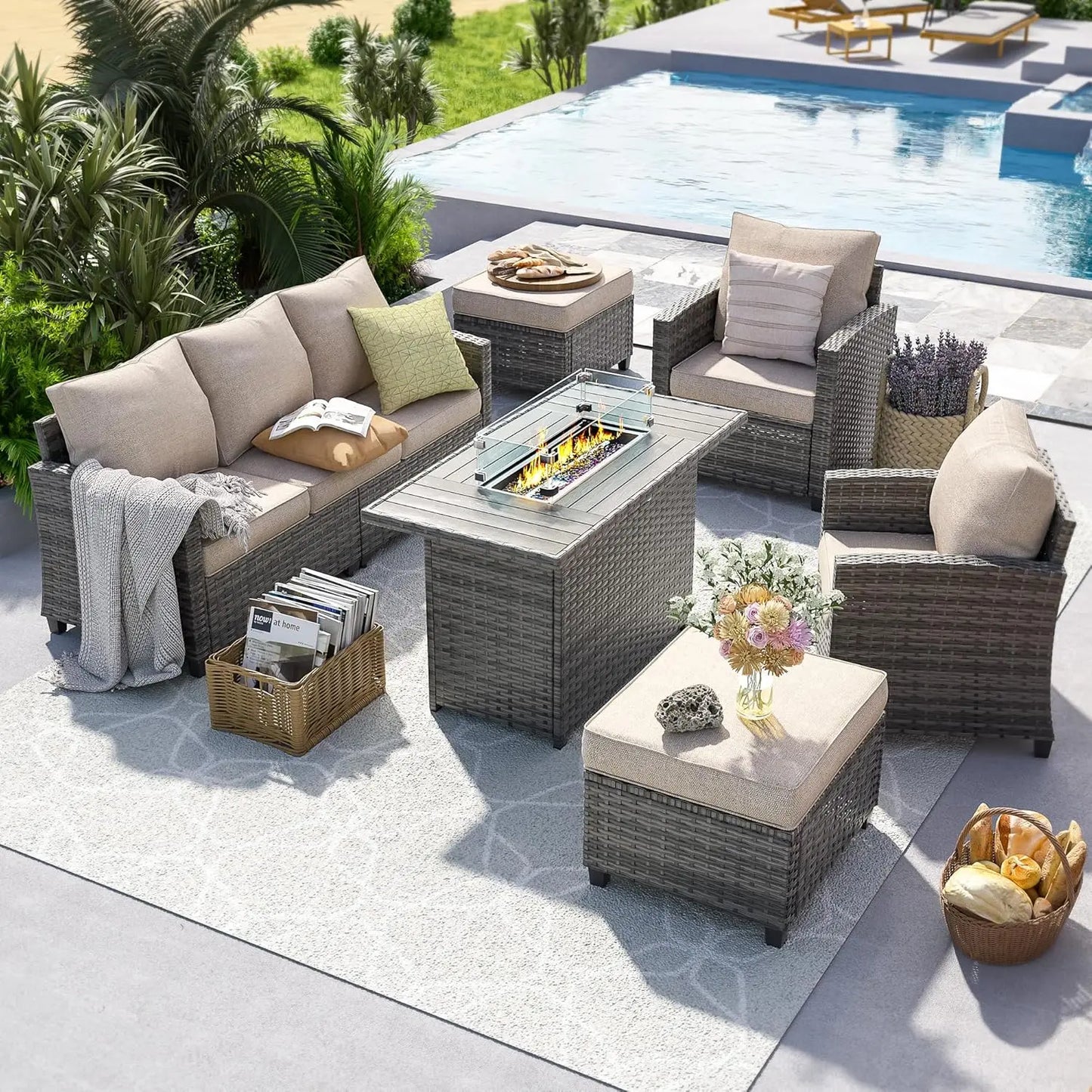 6 Pieces Sectional Conversation Sets