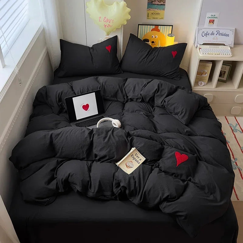 Super Soft Black Duvet Cover Set, Sheets