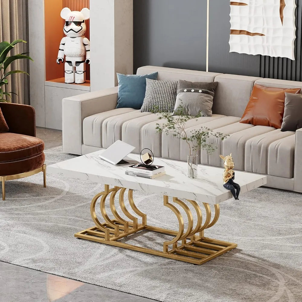 Modern Coffee Table with Geometric Frame