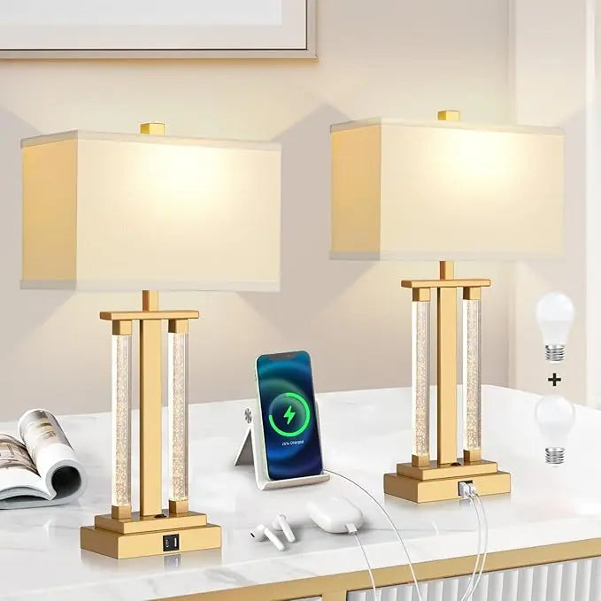 Modern Table Lamps Set of 2 With USB Charging Port