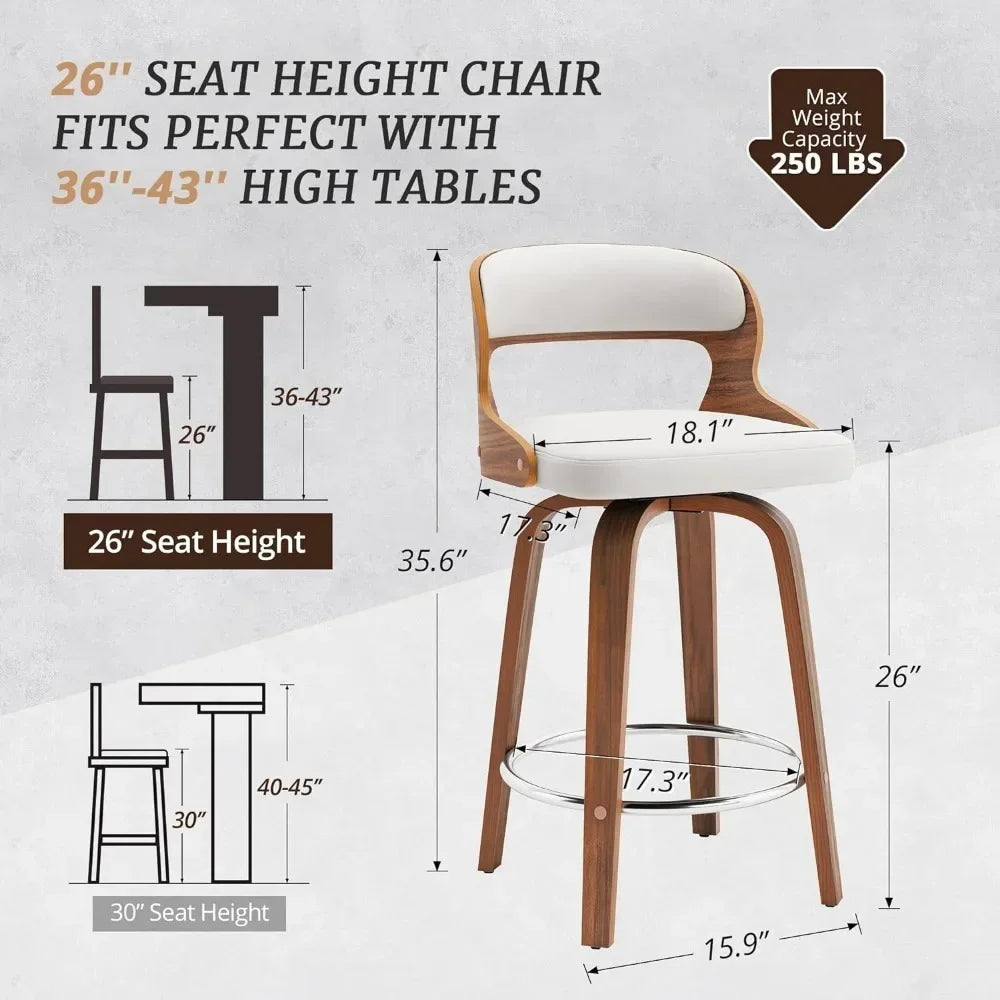 Set of 4 Counter Height Swivel Bar Stools