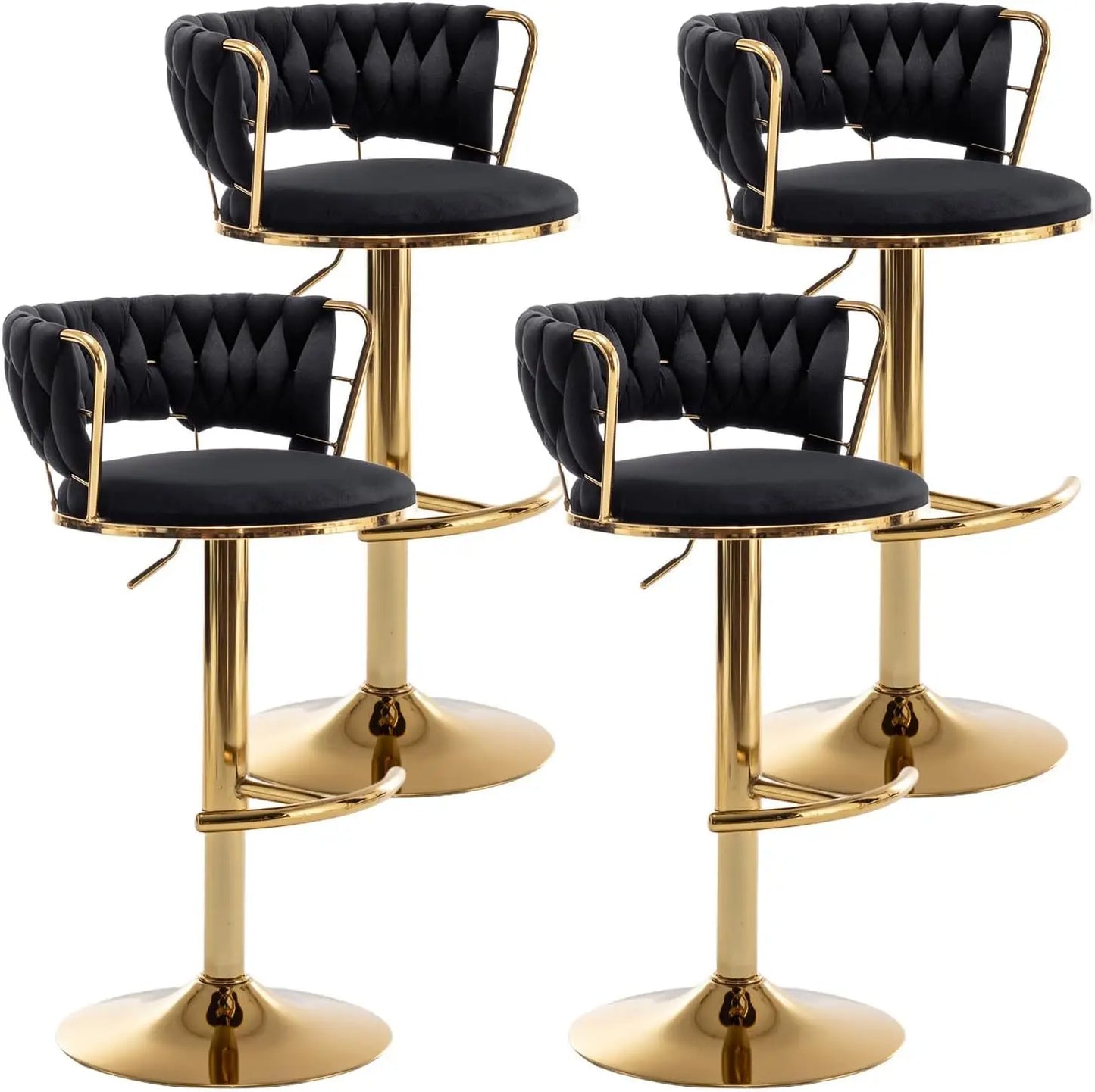 Gold Swivel Velvet Stools Set of 4