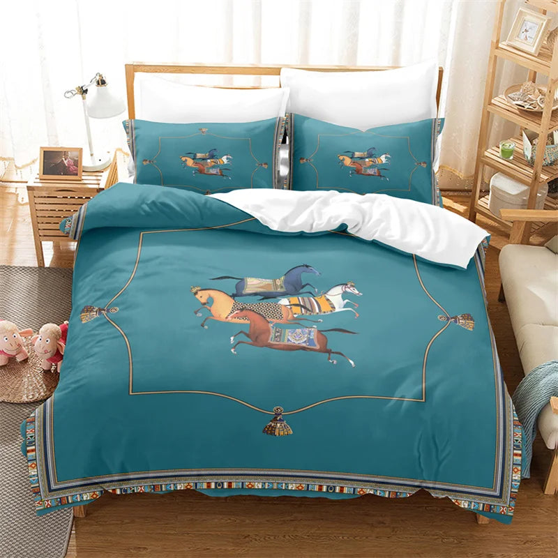 Luxury Horse Print Bedding Set