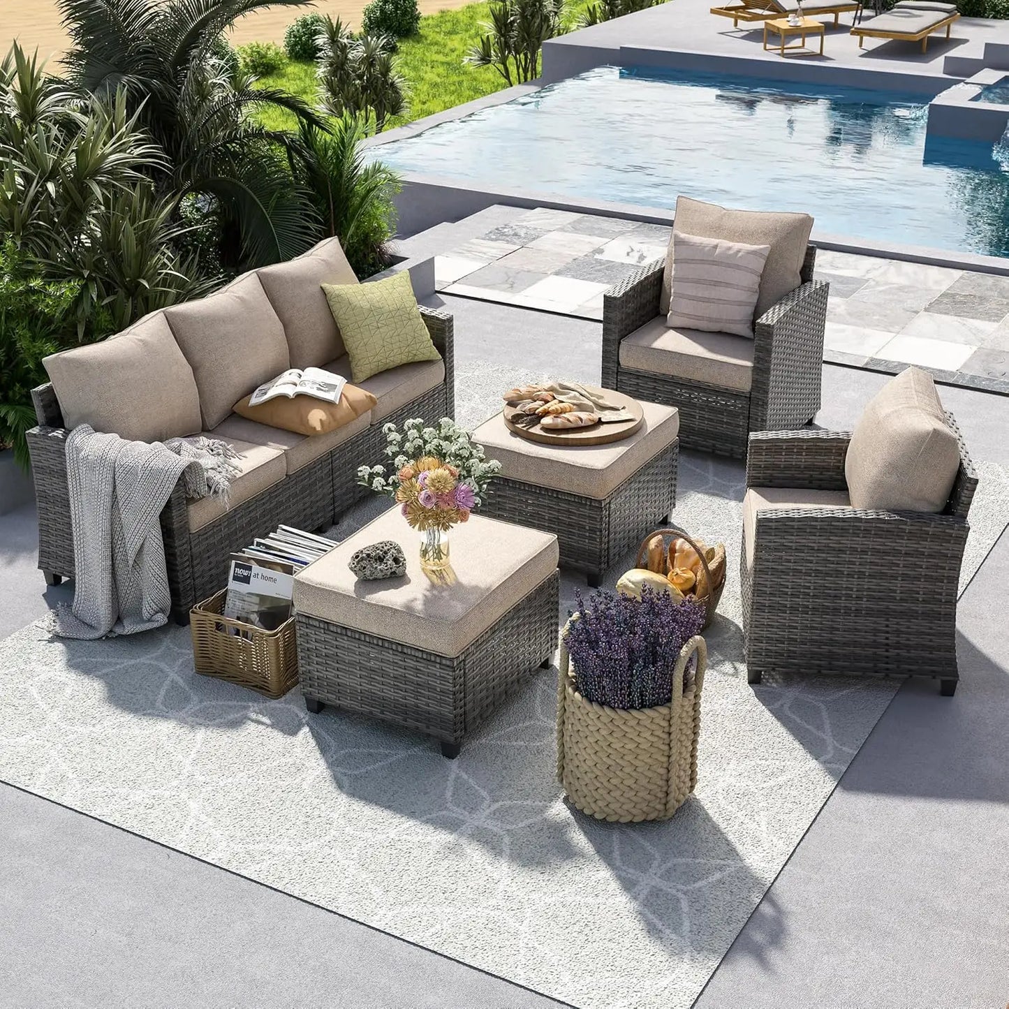 6 Pieces Sectional Conversation Sets