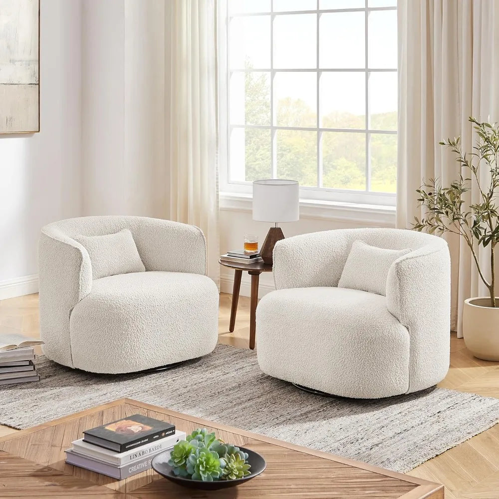 Swivel Barrel Chair with Pillow