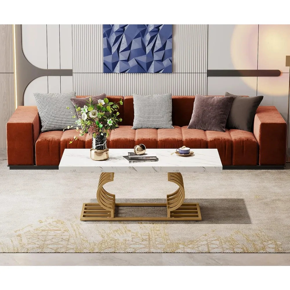 Modern Coffee Table with Geometric Frame