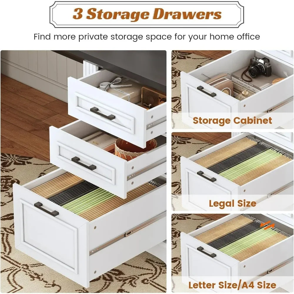 Executive Office Desk with 3 Drawers & Power Outlet